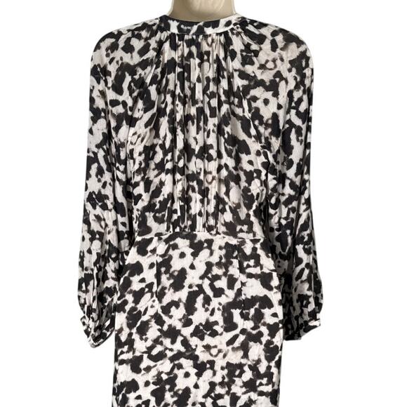 Rails Tyra Blurred Cheetah V Neck Faux Wrap Tie Side Midi Dress Size XS - Picture 15 of 15